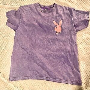 PLAYBOY Women’s Tee Sz L Stonewashed Purple.  Excellent condition